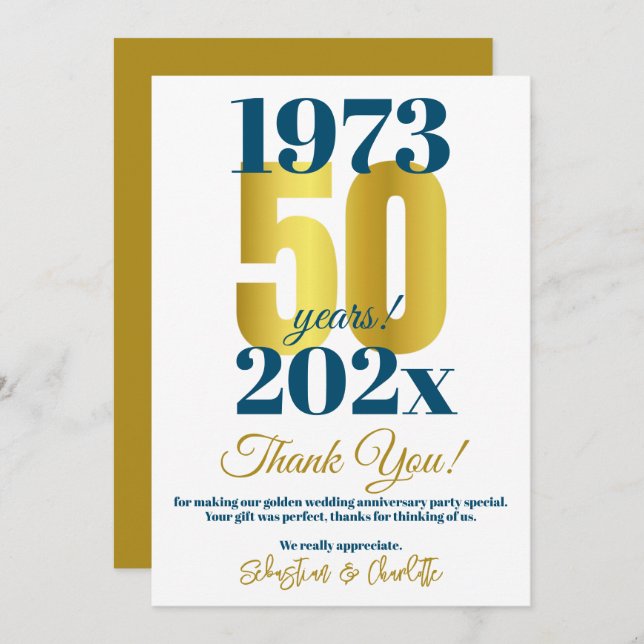 50th Wedding Anniversary Party Thank You (Front/Back)