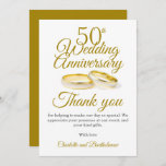 50th Wedding Anniversary Party Thank You Card<br><div class="desc">Beautiful 50th wedding anniversary thank you card. This minimalist anniversary golden wedding thanks contains a simple wedding ring design.  Fully customise the text the match your own event.</div>