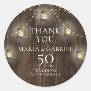 50th Wedding Anniversary Party Thank You Classic Round Sticker