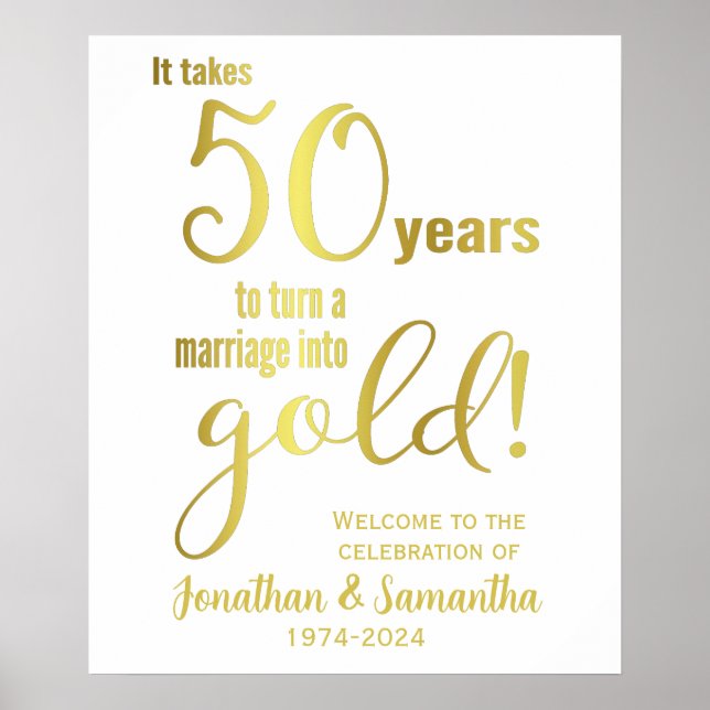 50th Wedding Anniversary Party Welcome Poster (Front)
