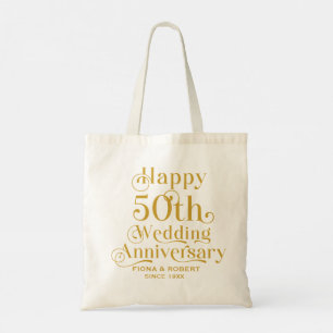 50th Wedding Anniversary Personalised Black Text Tote Bag