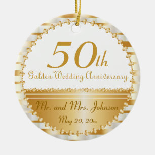 50th Wedding Anniversary Personalised Ceramic Ornament