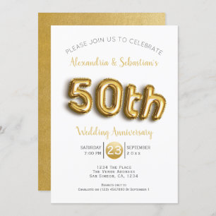 50th Wedding Anniversary Personalised Faux Gold Invitation