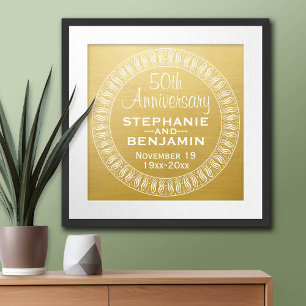 50th Wedding Anniversary Personalised gold Poster