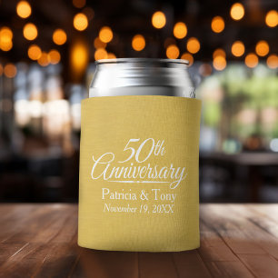 50th Wedding Anniversary Personalised Golden Can Cooler