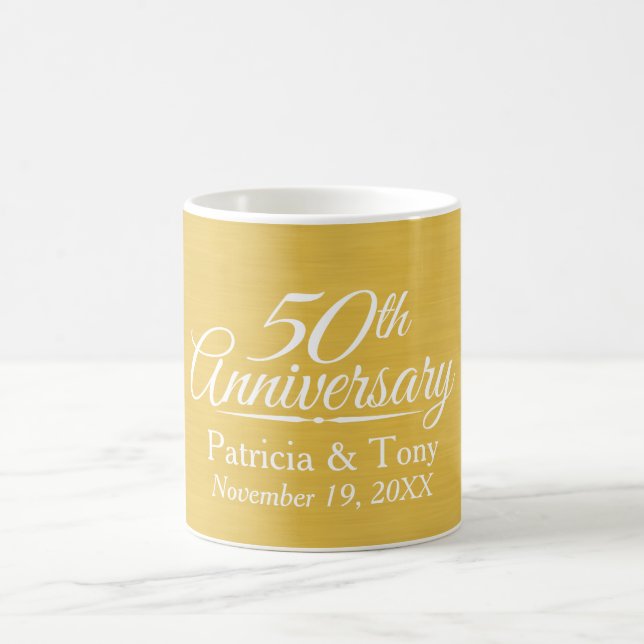 50th Wedding Anniversary Personalised Golden Coffee Mug (Center)