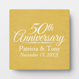 50th Wedding Anniversary Personalised Golden Plaque