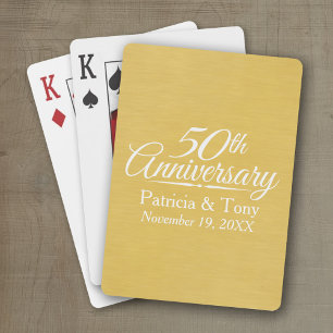 50th Wedding Anniversary Personalised Golden Playing Cards