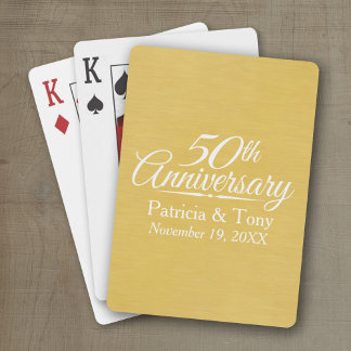 50th Wedding Anniversary Personalised Golden Playing Cards