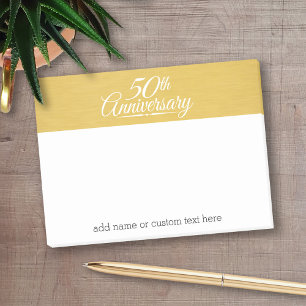 50th Wedding Anniversary Personalised Golden Post-it Notes