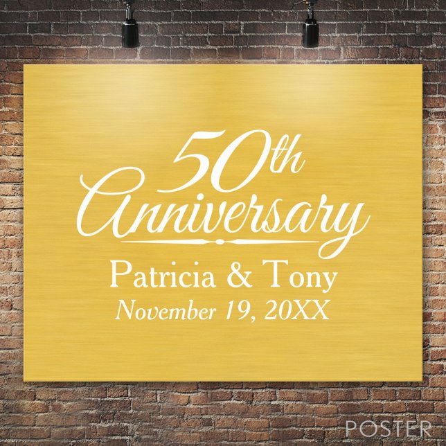 50th Wedding Anniversary Personalised Golden Poster (Anniversary Poster)