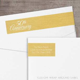50th Wedding Anniversary Personalised Golden Wrap Around Label