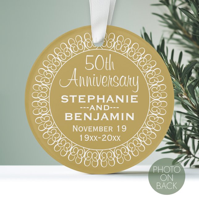 50th Wedding Anniversary Personalised Ornament (Personalized Wedding Anniversary Photo Ornament)
