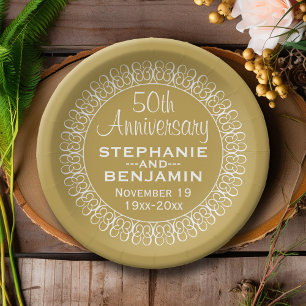 50th Wedding Anniversary Personalised Paper Plate