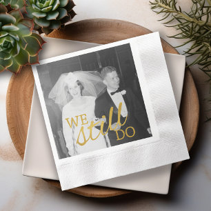 50th Wedding Anniversary Personalised Photo Golden Napkin