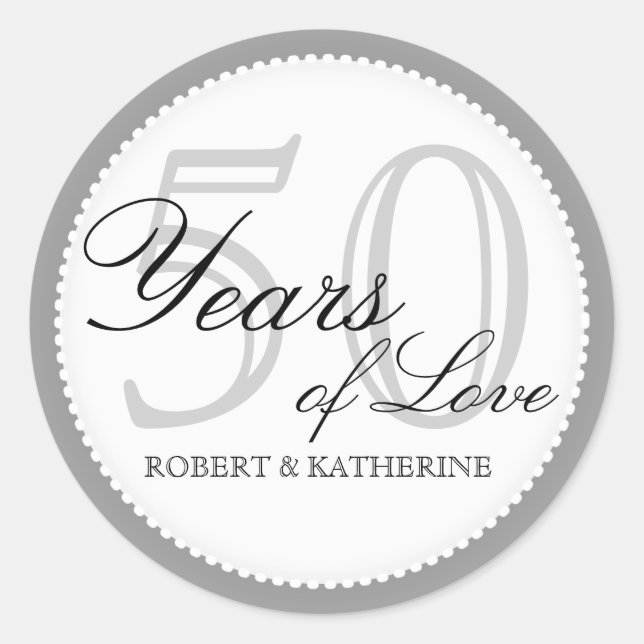 50th Wedding Anniversary Personalised Sticker (Front)