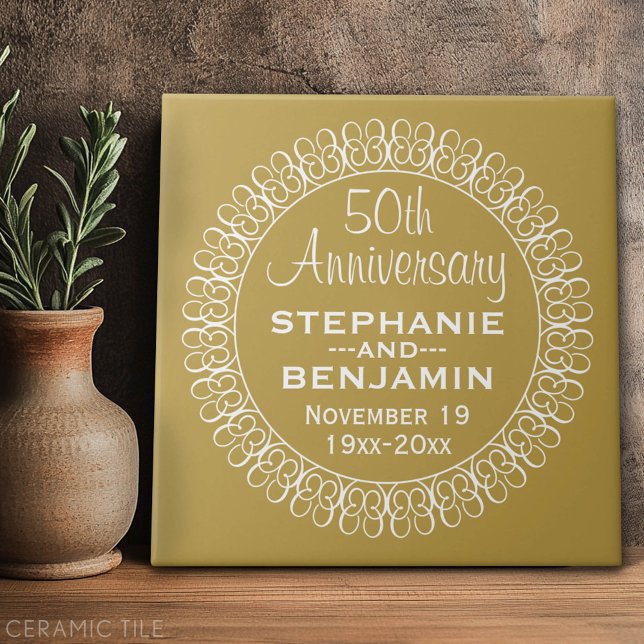 50th Wedding Anniversary Personalised Tile (Custom Tile)