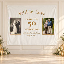 50th Wedding Anniversary Photo Backdrop Tapestry