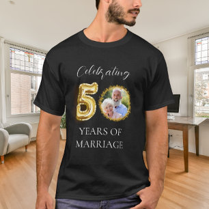 50th wedding anniversary photo black gold men T-Shirt
