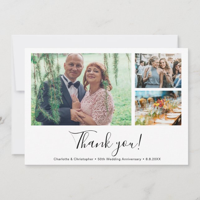 50th Wedding Anniversary Photo Collage Love Thanks Thank You Card (Front)