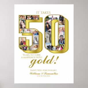 50th Wedding Anniversary Photo Collage Poster