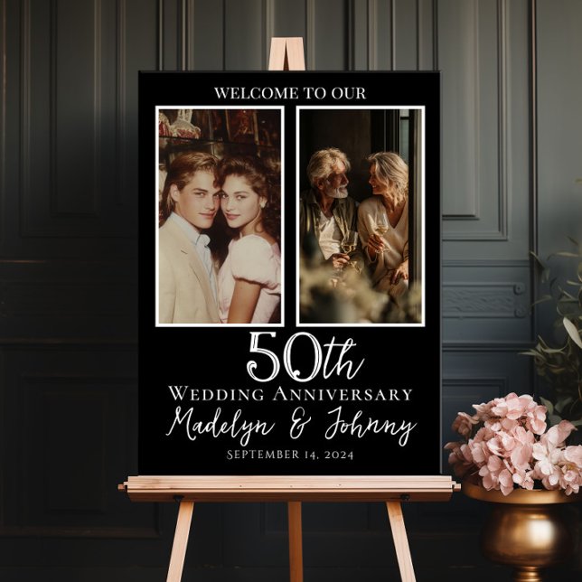 50th wedding anniversary photo collage welcome poster (Creator Uploaded)