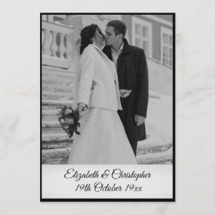 50th Wedding Anniversary Photo Elegant Black White Invitation