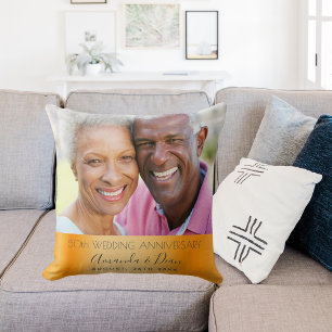 50th wedding anniversary photo elegant gold cushion