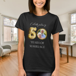 50th wedding anniversary photo gold black T-Shirt