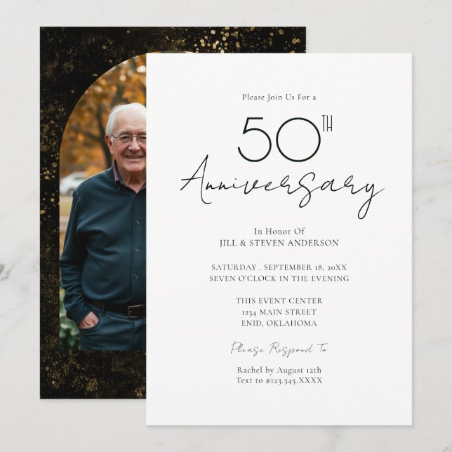 50th Wedding Anniversary Photo Invitation (Front/Back)