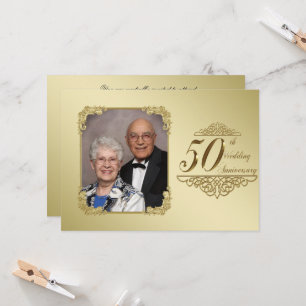 50th Wedding Anniversary Photo Invitation Card