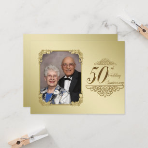 50th Wedding Anniversary Photo Invitation Card