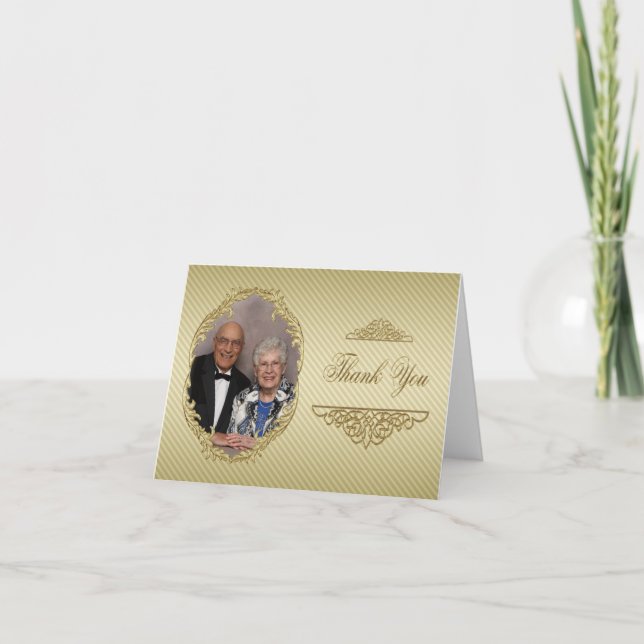 50th Wedding Anniversary Photo Thank You Note Card (Front)