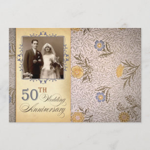 50th wedding anniversary photo vintage invites