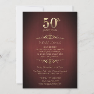 50th Wedding Anniversary Red Invitation