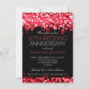 50th Wedding Anniversary Red Lights Invitation