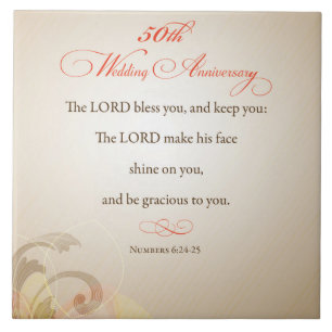 50th Wedding Anniversary, Religious Lord Bless Ceramic Tile
