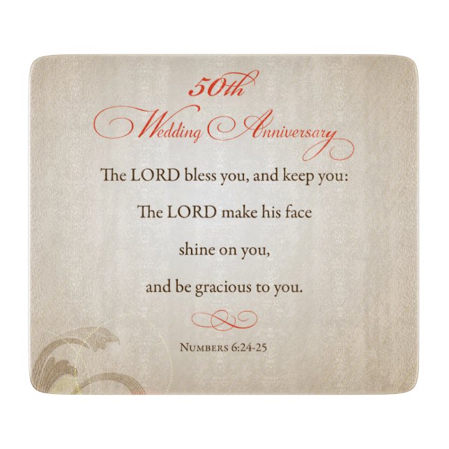 50th Wedding Anniversary, Religious Lord Bless Cutting Board (Front)