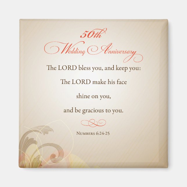 50th Wedding Anniversary, Religious Lord Bless Magnet (Front)