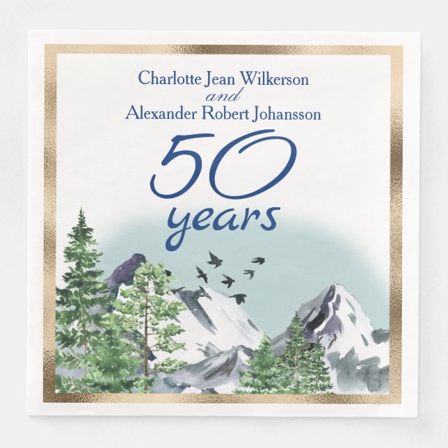 50th Wedding Anniversary Rocky Mountain Landscape Napkin (Front)