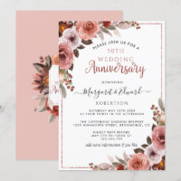 50th Wedding Anniversary Rose Gold Blush Floral