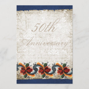 50th Wedding Anniversary Rosemaling Custom Invitation