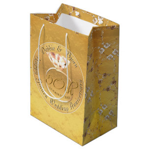 50th Wedding Anniversary Roses Pill Medium Gift Bag