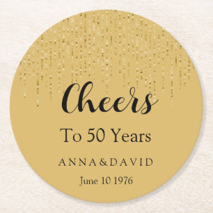 50th Wedding Anniversary Round Paper Coaster
