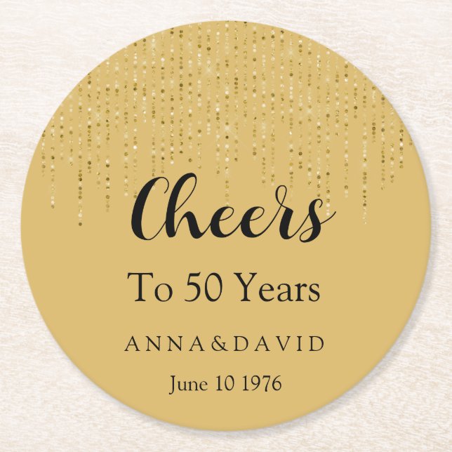 50th Wedding Anniversary Round Paper Coaster (Front)
