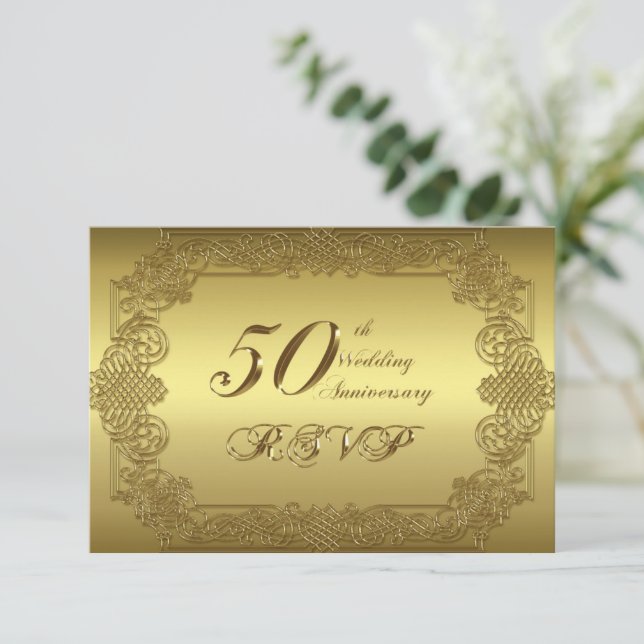 50th Wedding Anniversary RSVP Card (Standing Front)