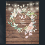 50th Wedding Anniversary Rustic Wood Floral Fleece Blanket<br><div class="desc">Featuring a delicate watercolor floral garland and pretty string lights on a wood panels background,  this chic rustic 50th wedding anniversary keepsake fleece blanket can be personalised with your special anniversary information in elegant typography. Designed by Thisisnotme©</div>