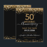 50th Wedding Anniversary Save the Date Budget<br><div class="desc">Elegant Faux gold glitter with shimmering confetti highlights on the top and bottom border. All text is adjustable and easy to change for your own party needs. Great elegant 50th birthday template design.</div>