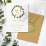 50th Wedding Anniversary Save the Date Greenery Postcard<br><div class="desc">Featuring an elegant floral woodland greenery garland,  this chic botanical 50th wedding anniversary save the date card can be personalised with your special golden anniversary information. The reverse features a matching floral greenery garland framing your anniversary dates in elegant white text on a gold background. Designed by Thisisnotme©</div>