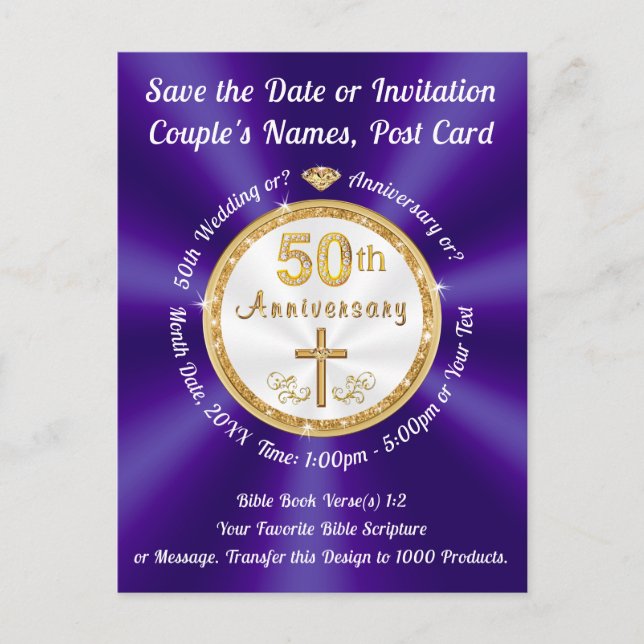 50th Wedding Anniversary Save the Date PostCards (Front)